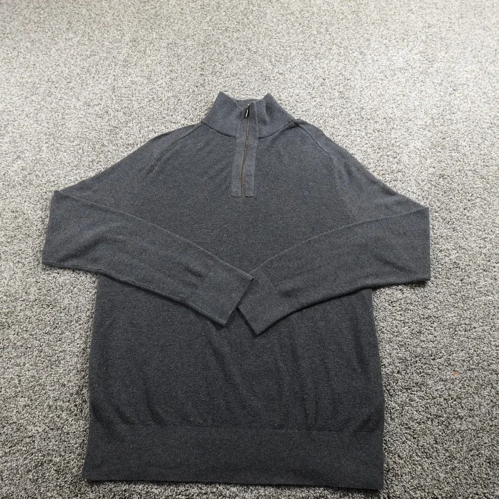 Banana Republic Sweater Mens L Gray Knit 1/4 Zip Mock Neck Pullover Sweatshirt
